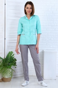 Костюм мед. жен.мод.209СА (мята/серый), р.40/164(ЧЗ)    