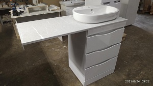 Столешница Kanna 120 белый мрамор с тумбой Орион 60 с умыв.Moduo50
